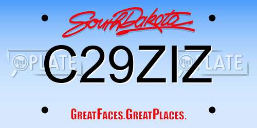C29ZIZ South Dakota License Plate