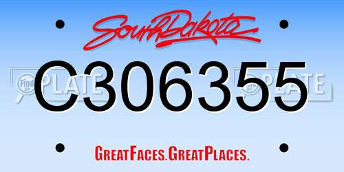 C306355 South Dakota License Plate