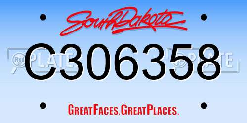 C306358 South Dakota License Plate