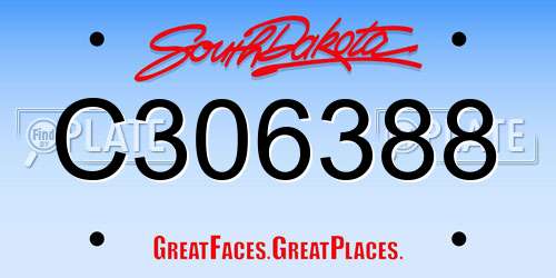 C306388 South Dakota License Plate