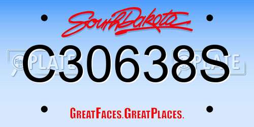 C30638S South Dakota License Plate