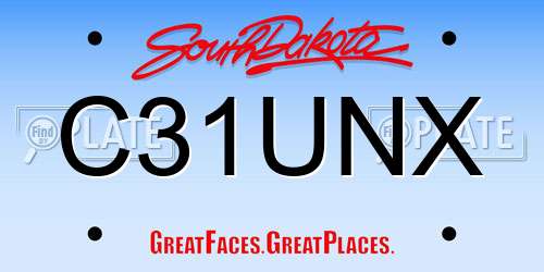 C31UNX South Dakota License Plate