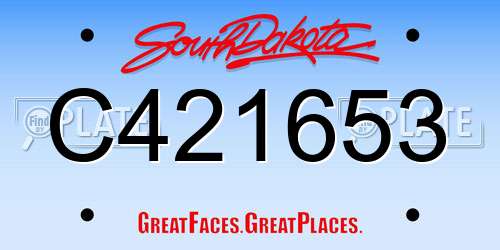 C421653 South Dakota License Plate
