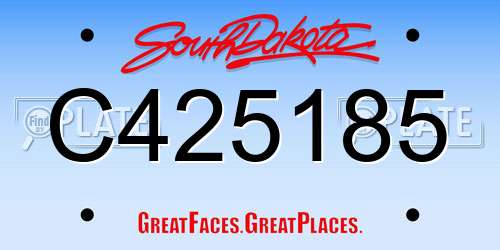 C425185 South Dakota License Plate