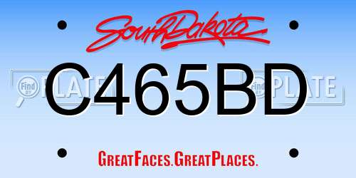 C465BD South Dakota License Plate