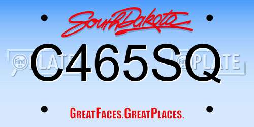 C465SQ South Dakota License Plate