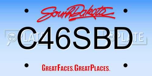 C46SBD South Dakota License Plate