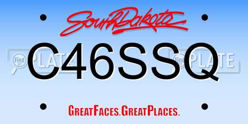 C46SSQ South Dakota License Plate