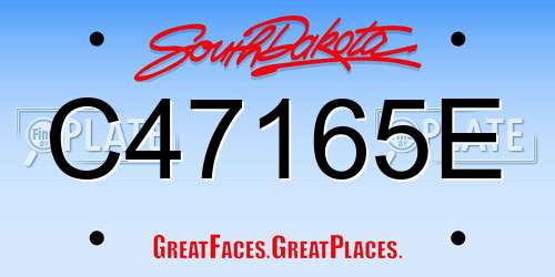 C47165E South Dakota License Plate