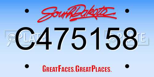 C475158 South Dakota License Plate