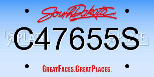 C47655S South Dakota License Plate