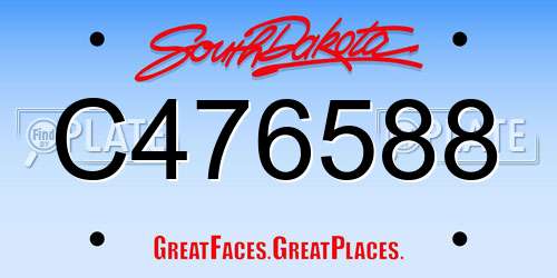 C476588 South Dakota License Plate