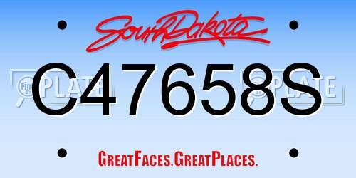 C47658S South Dakota License Plate