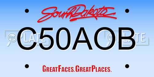 C50AOB South Dakota License Plate