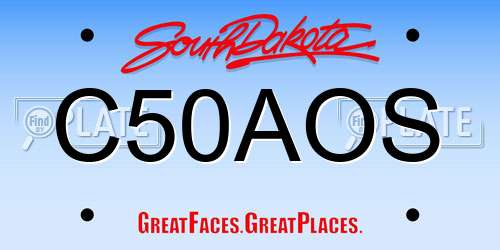 C50AOS South Dakota License Plate