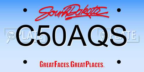 C50AQS South Dakota License Plate