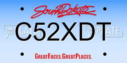 C52XDT South Dakota License Plate
