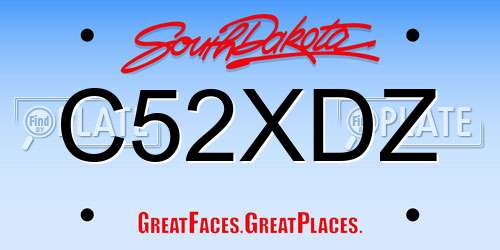 C52XDZ South Dakota License Plate