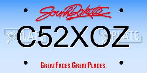C52XOZ South Dakota License Plate
