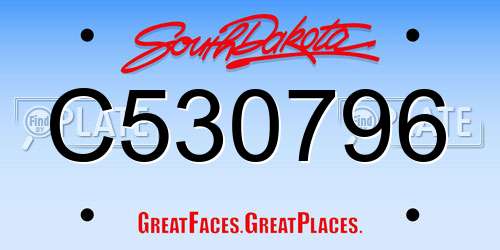 C530796 South Dakota License Plate