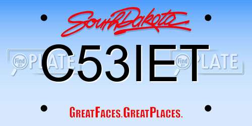 C53IET South Dakota License Plate