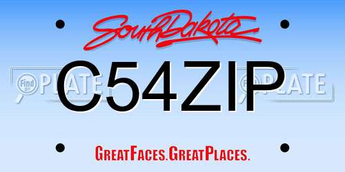C54ZIP South Dakota License Plate