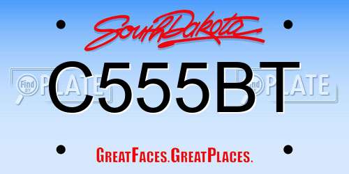 C555BT South Dakota License Plate