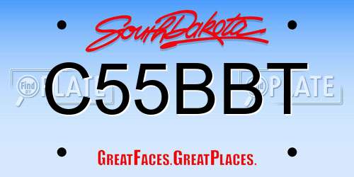 C55BBT South Dakota License Plate