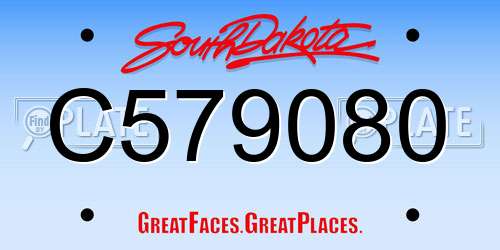 C579080 South Dakota License Plate