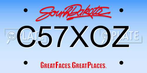 C57XOZ South Dakota License Plate