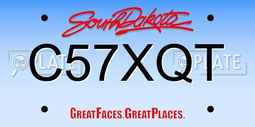C57XQT South Dakota License Plate