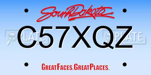 C57XQZ South Dakota License Plate