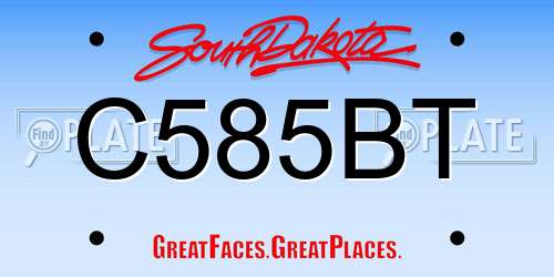 C585BT South Dakota License Plate