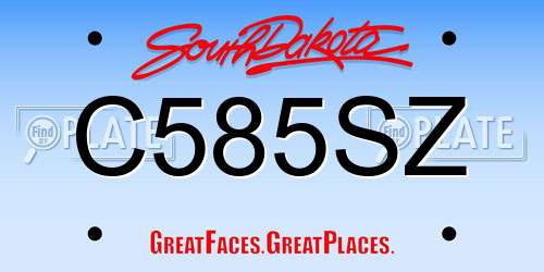 C585SZ South Dakota License Plate