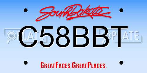 C58BBT South Dakota License Plate