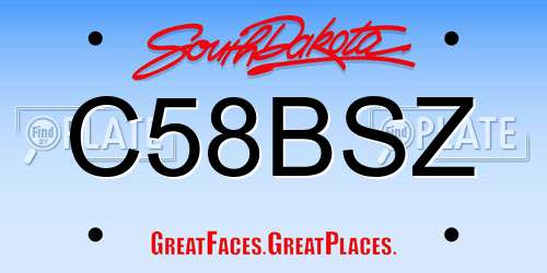 C58BSZ South Dakota License Plate