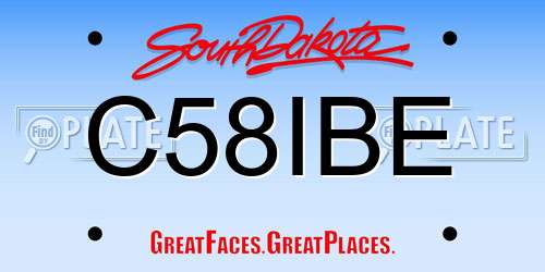 C58IBE South Dakota License Plate