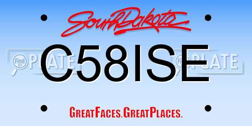 C58ISE South Dakota License Plate