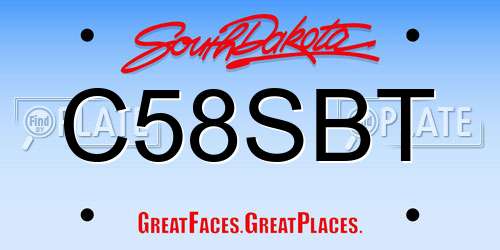 C58SBT South Dakota License Plate