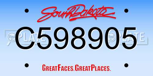C598905 South Dakota License Plate