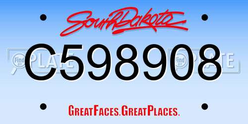 C598908 South Dakota License Plate