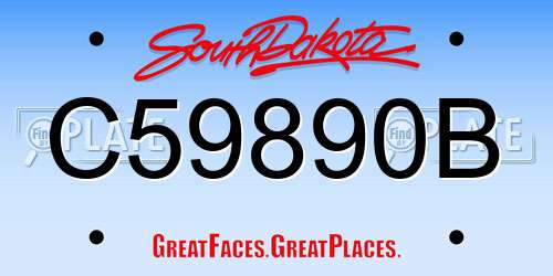C59890B South Dakota License Plate