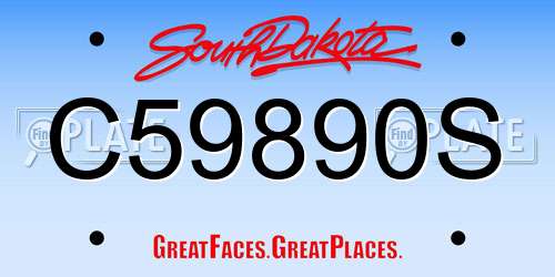 C59890S South Dakota License Plate