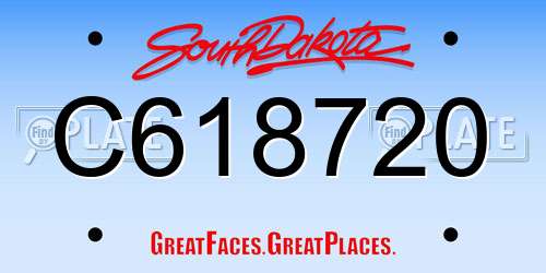 C618720 South Dakota License Plate