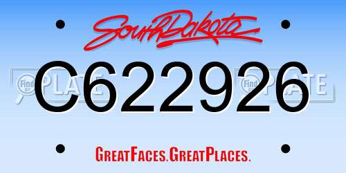 C622926 South Dakota License Plate
