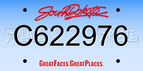 C622976 South Dakota License Plate