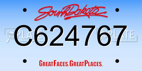 C624767 South Dakota License Plate