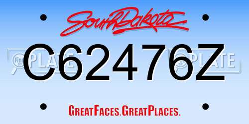 C62476Z South Dakota License Plate