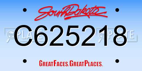 C625218 South Dakota License Plate