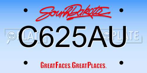 C625AU South Dakota License Plate